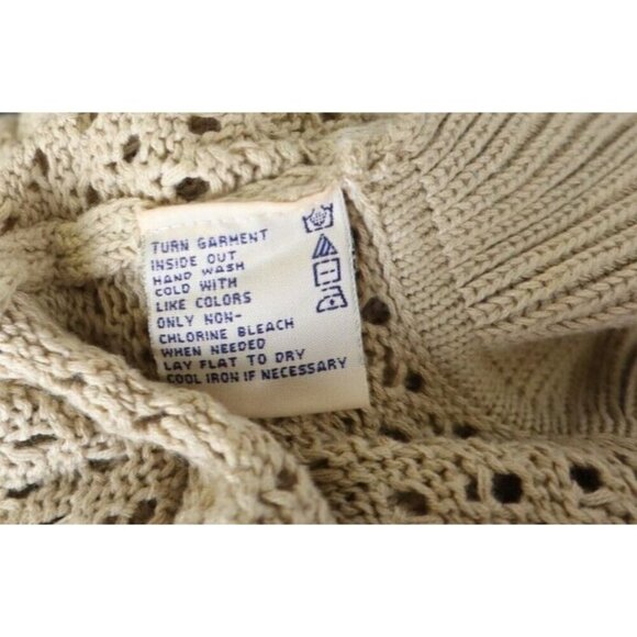 Women's Beige Open Swing Cardigan Sweater - Ruffle - Size M - Picture 5 of 5
